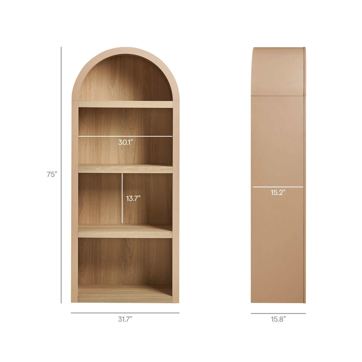 Caleb 4 Arched Display Shelf Bookcase