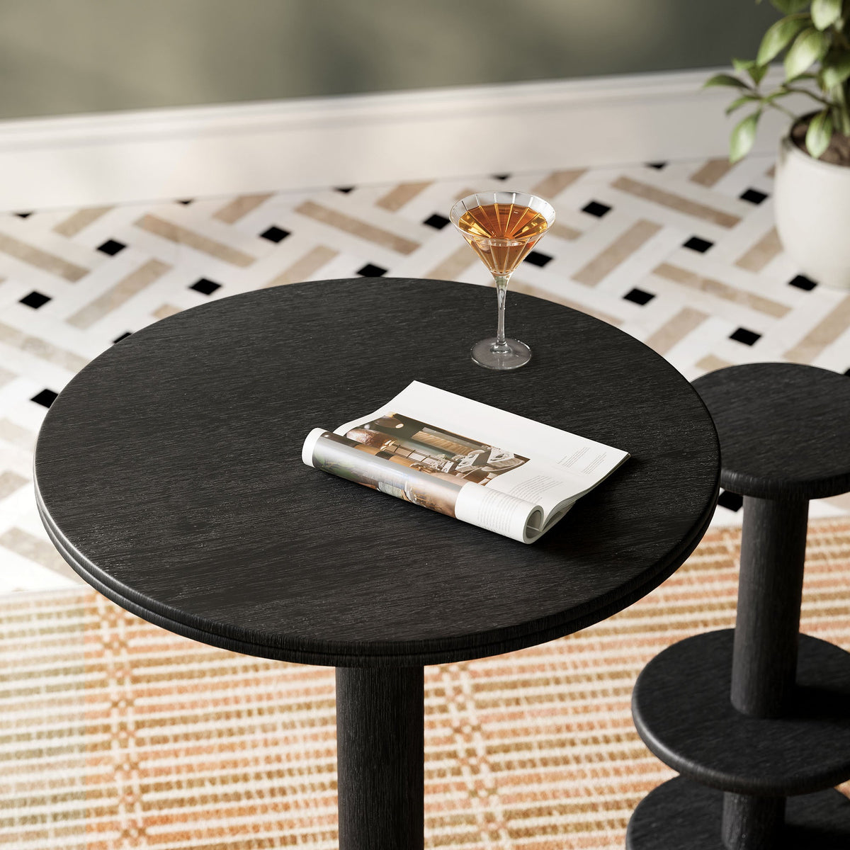 Neo 31 Inch Round Indoor - Outdoor Patio Wood Bar Table