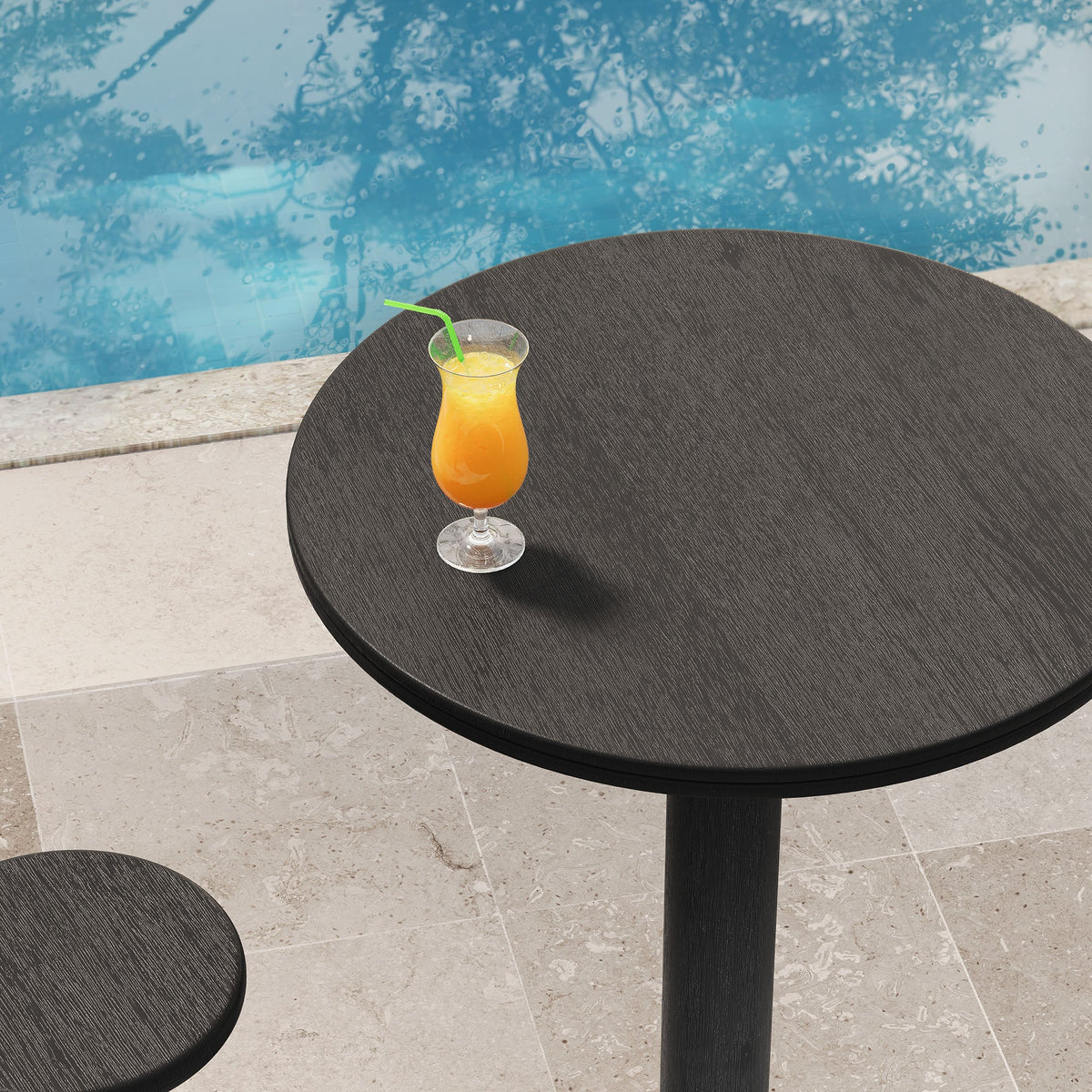 Neo 31 Inch Round Indoor - Outdoor Patio Wood Bar Table