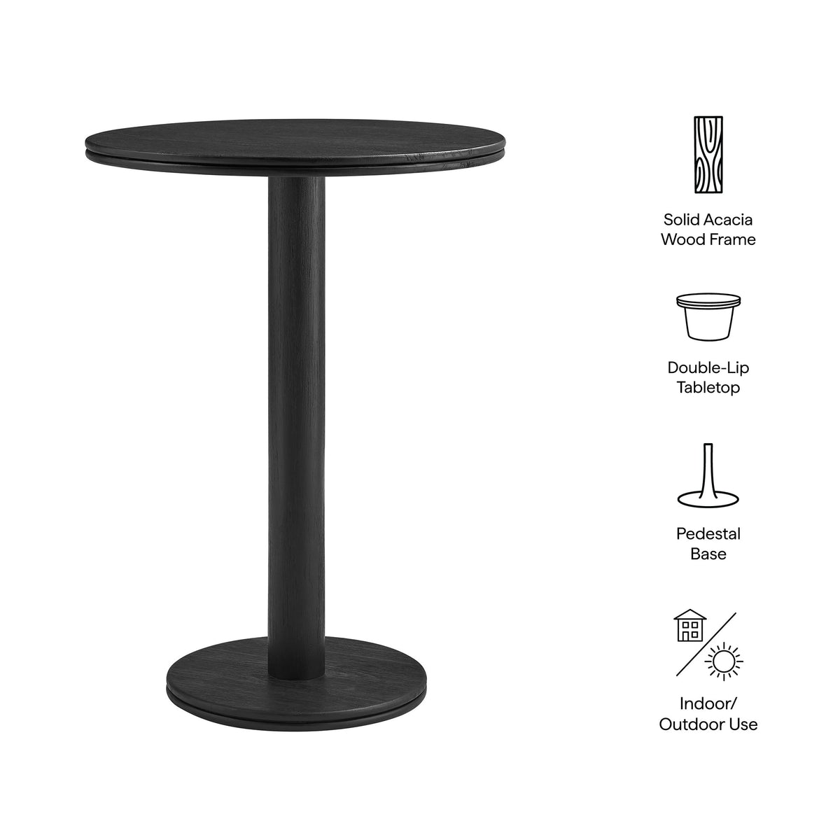 Neo 31 Inch Round Indoor - Outdoor Patio Wood Bar Table