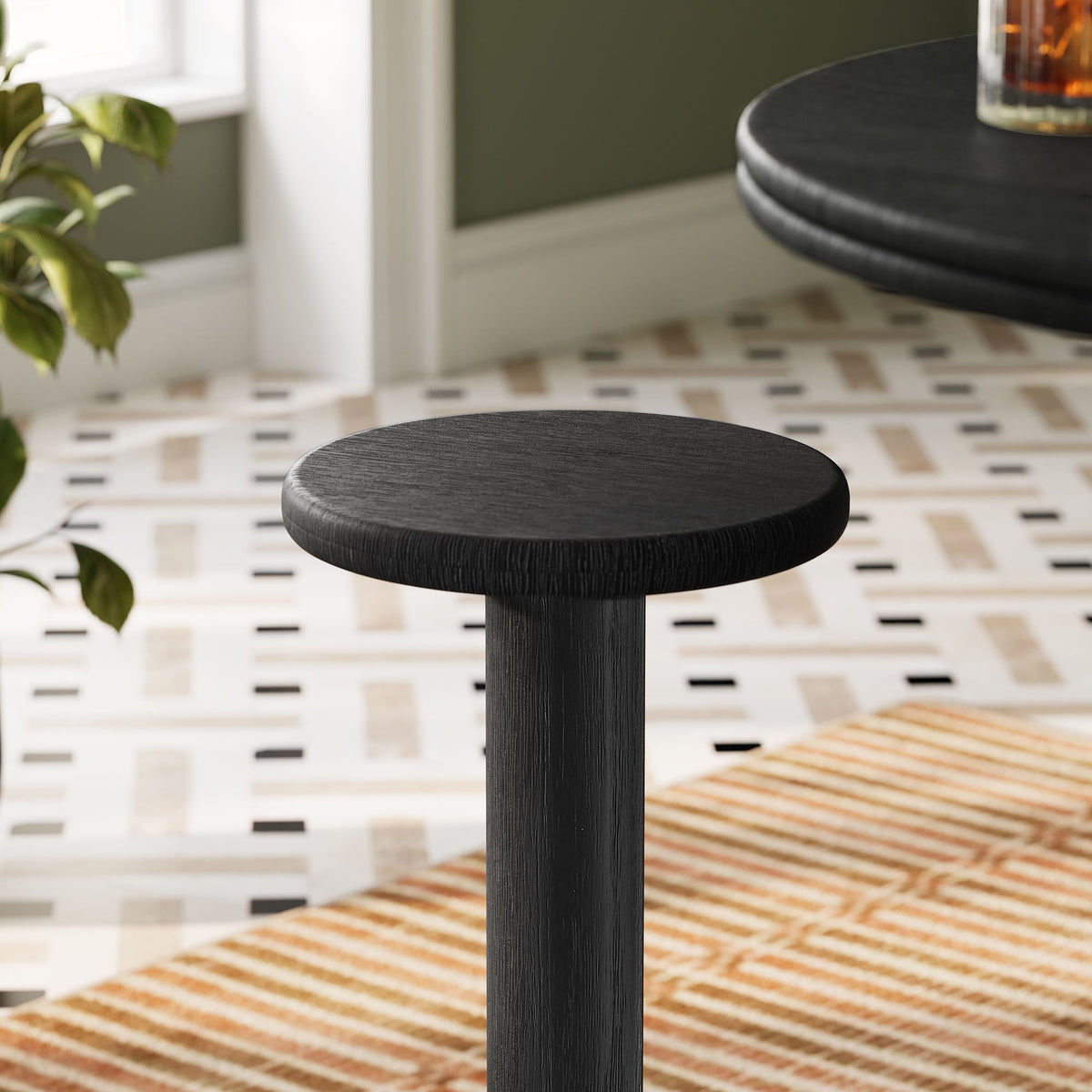 Neo 15 Inch Round Indoor - Outdoor Patio Wood Bar Stools