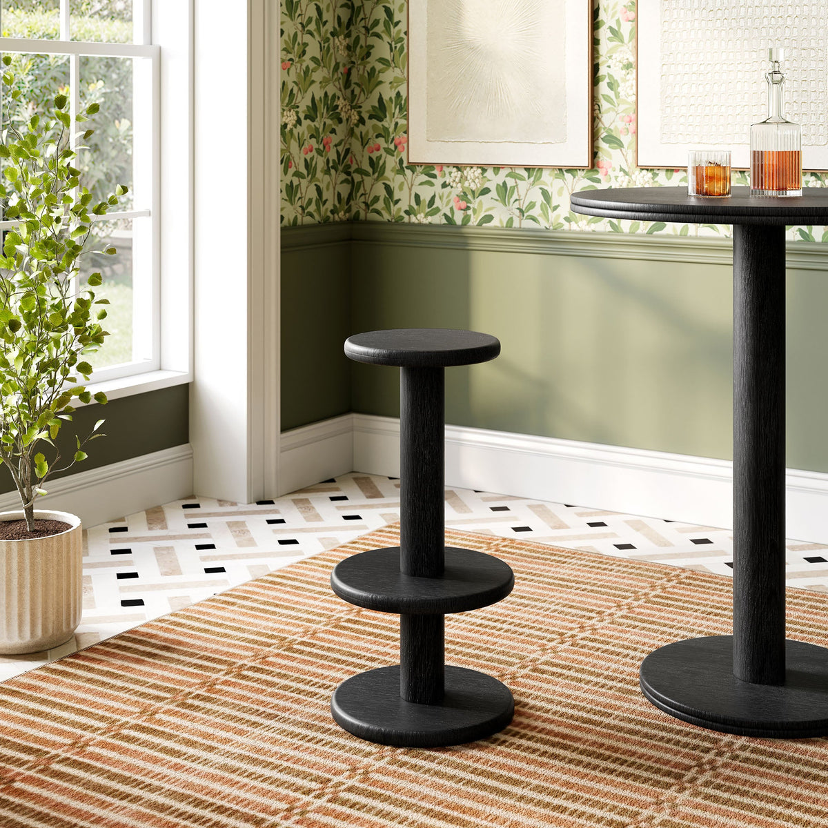 Neo 15 Inch Round Indoor - Outdoor Patio Wood Bar Stools