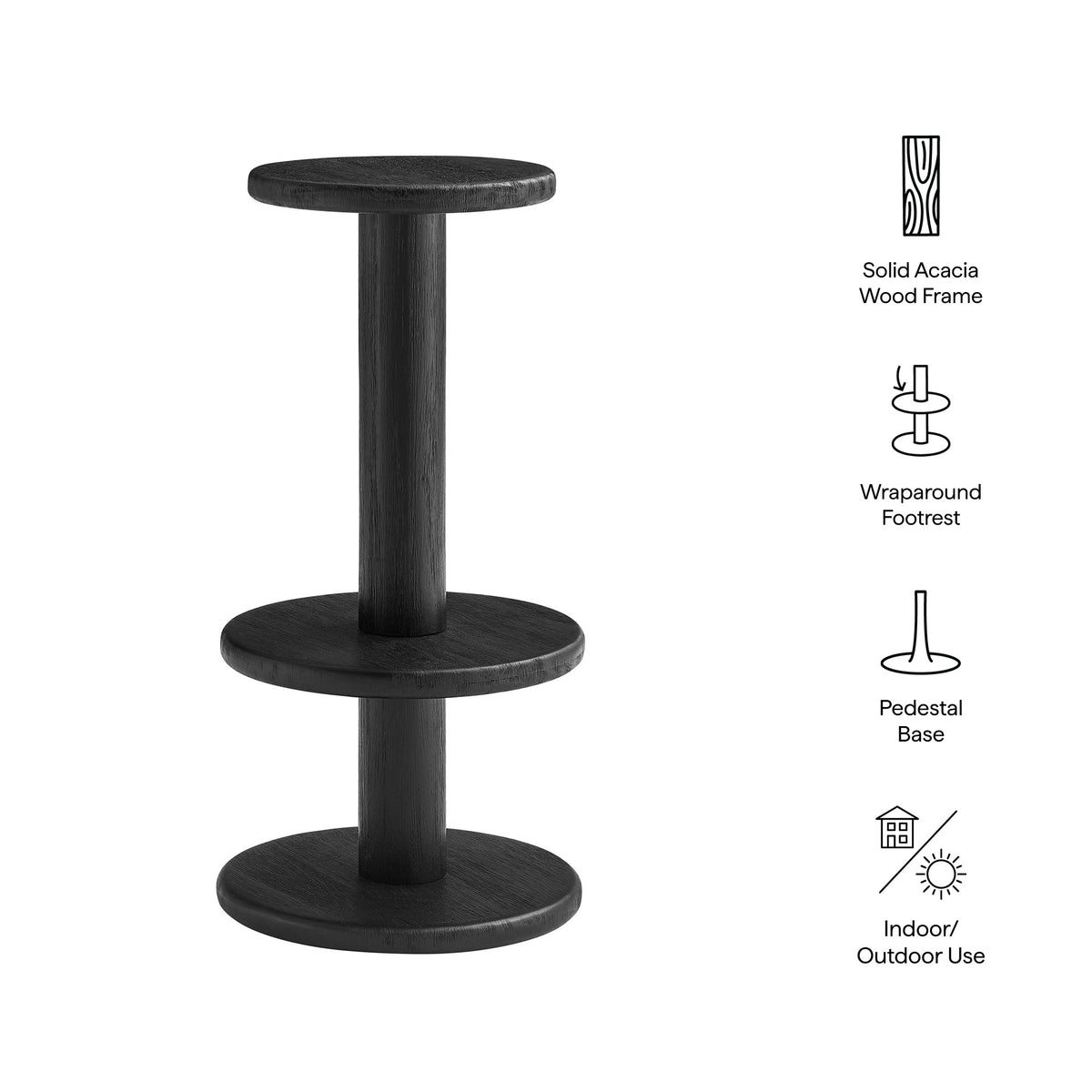 Neo 15 Inch Round Indoor - Outdoor Patio Wood Bar Stools