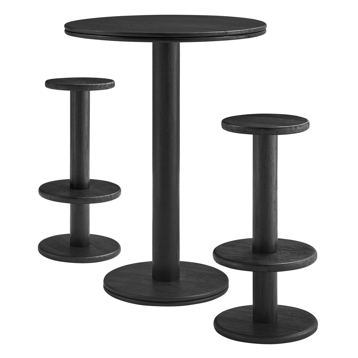 Neo 3-Piece Round Indoor - Outdoor Patio Wood Bar Table And Stool Set