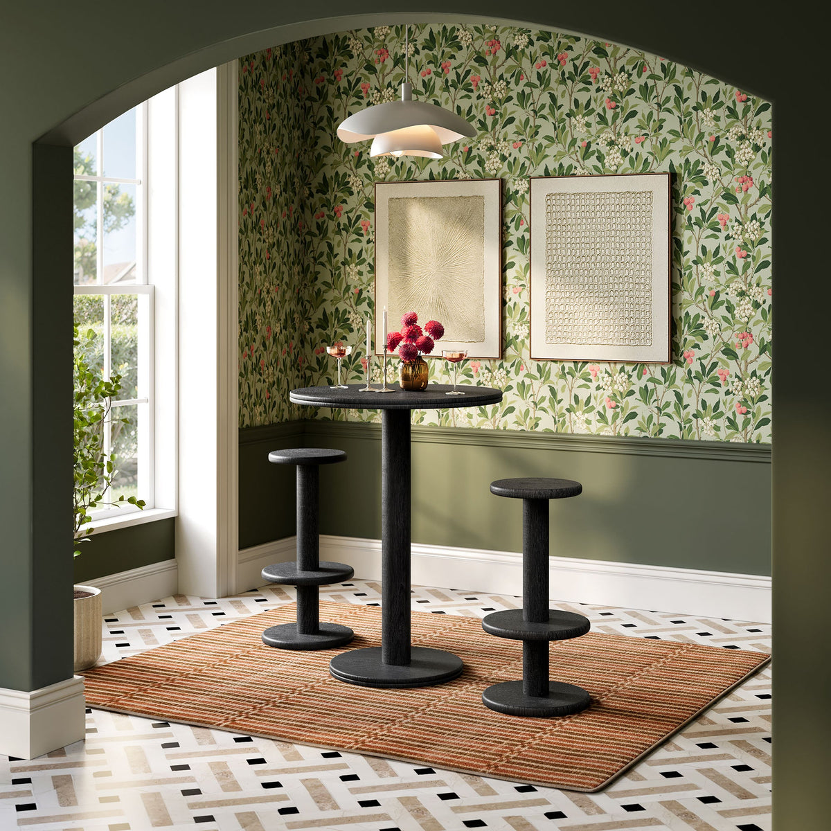 Neo 3-Piece Round Indoor - Outdoor Patio Wood Bar Table And Stool Set
