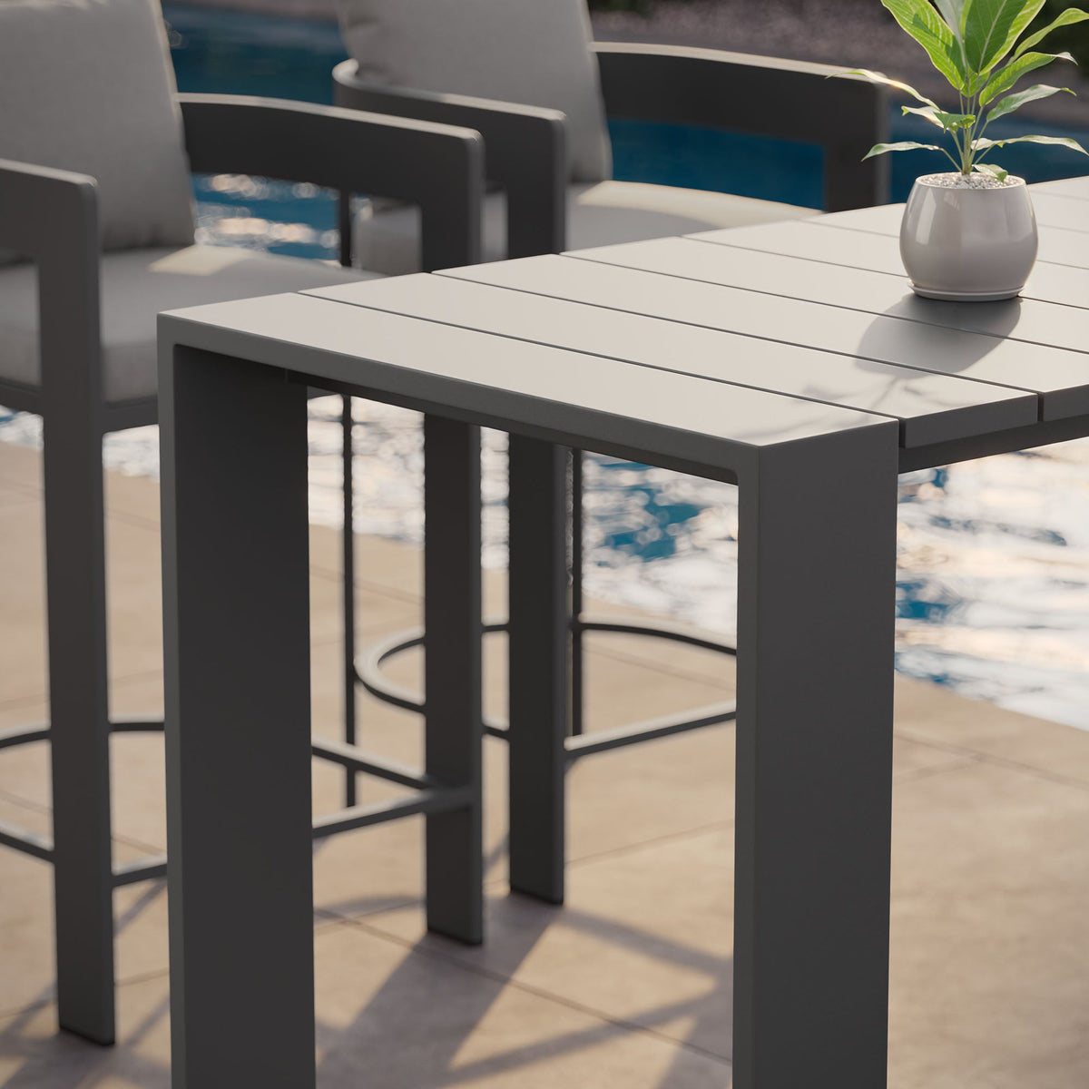 Tahoe 59 Inch Rectangle Outdoor Aluminum Bar Table - view 6