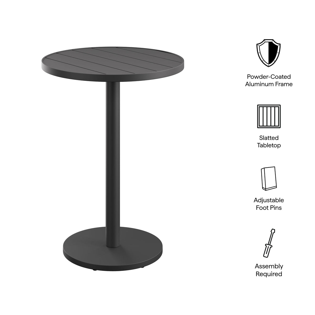Tahoe 31 Inch Round Outdoor Aluminum Bar Table