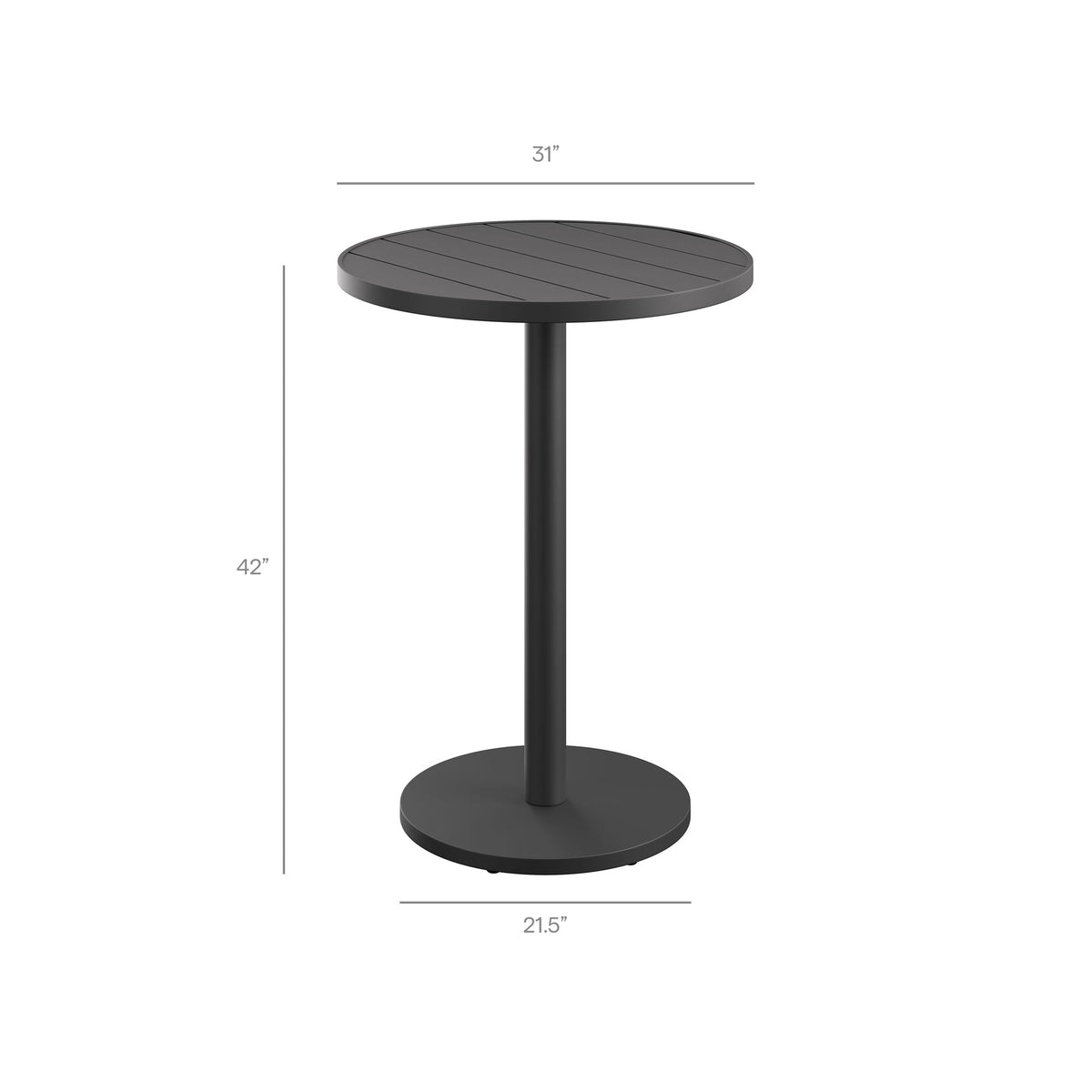 Tahoe 31 Inch Round Outdoor Aluminum Bar Table
