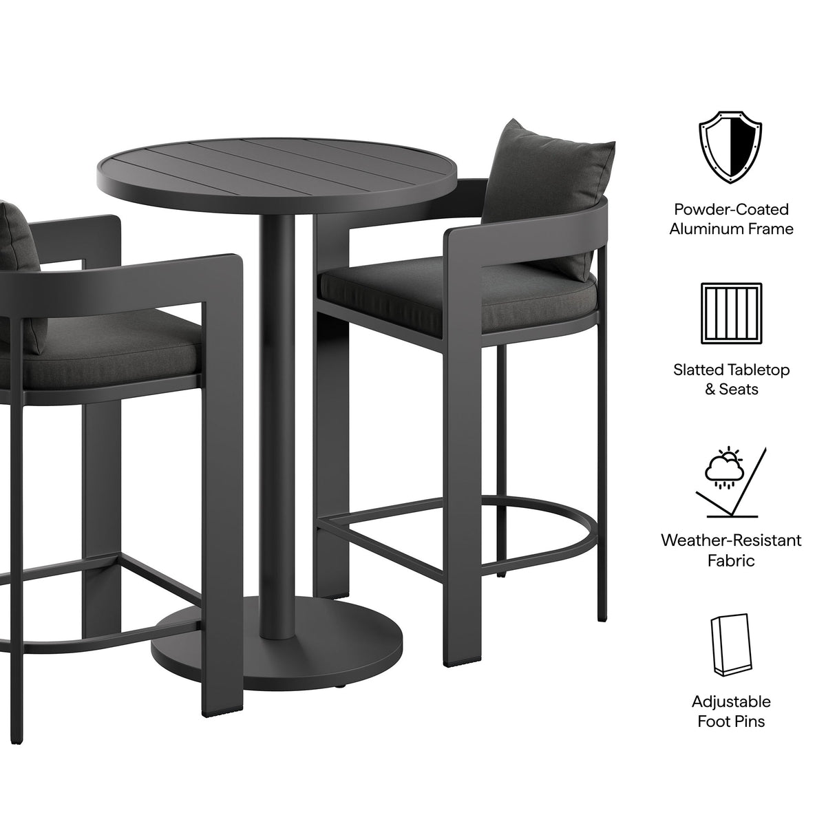 Tahoe 3-Piece Outdoor Aluminum Bar Set