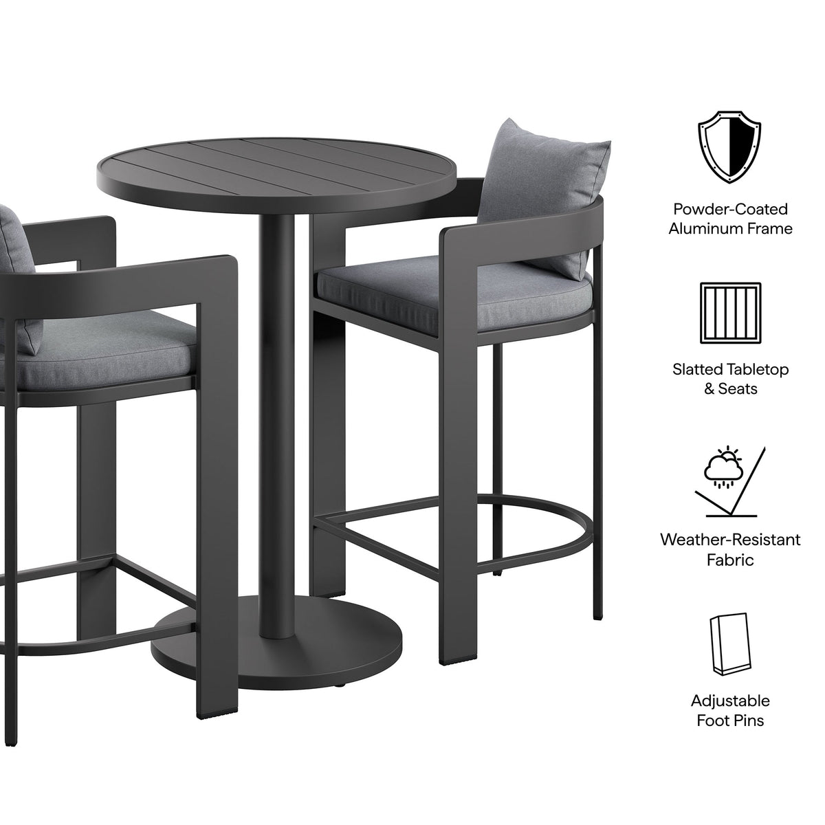Tahoe 3-Piece Outdoor Aluminum Bar Set
