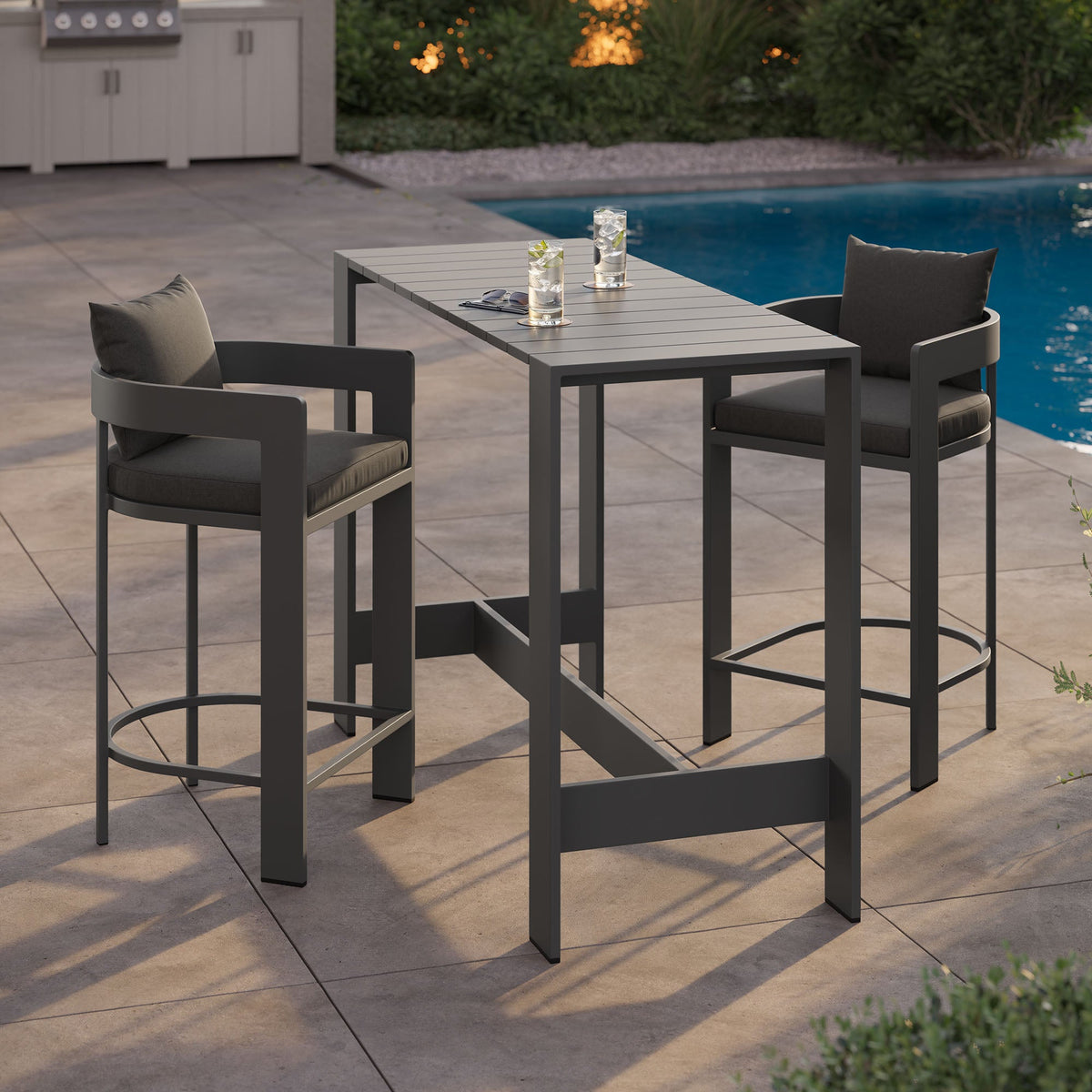 Tahoe 3-Piece Outdoor Aluminum Bar Table Set