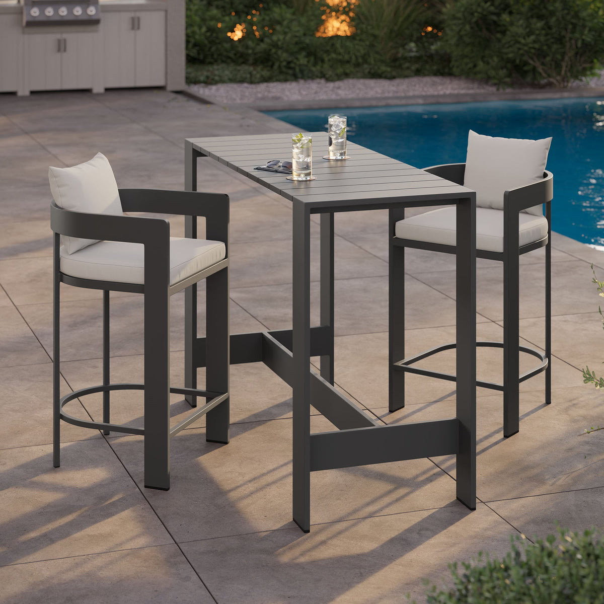 Tahoe 3-Piece Outdoor Aluminum Bar Table Set