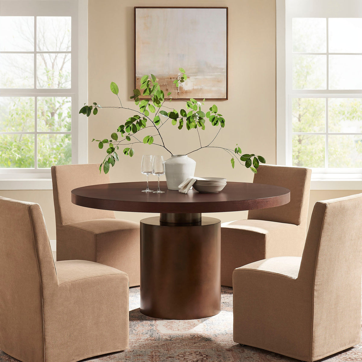 Annette 54 Inch Round Pedestal Base Dining Table