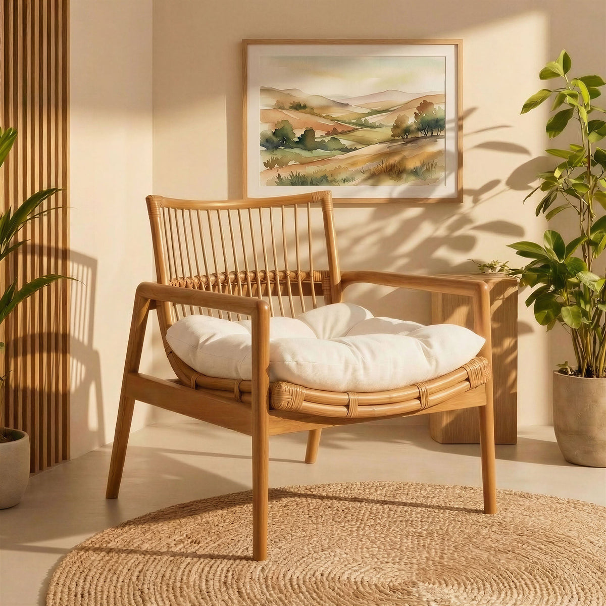 Tula Wood Rattan Lounge Chair