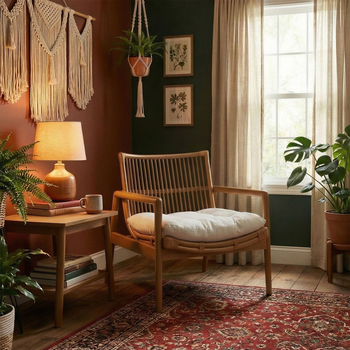 Tula Wood Rattan Lounge Chair