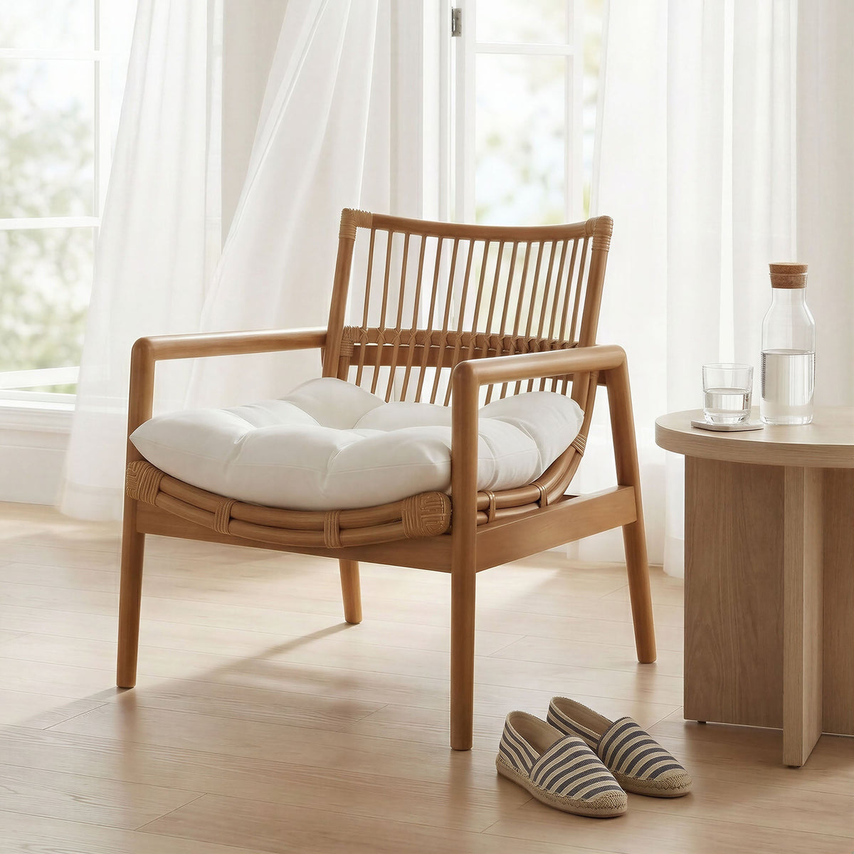 Tula Wood Rattan Lounge Chair