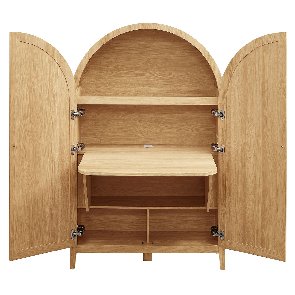 Calista 63 Inch Arched Storage Cabinet With Folding Desk - view 7