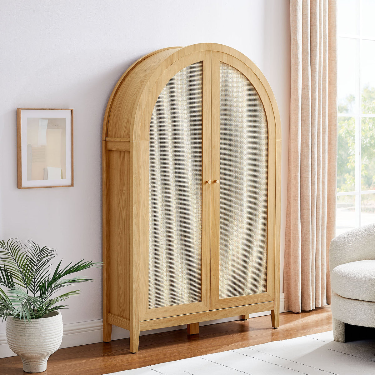 Calista 63 Inch Arched Storage Cabinet With Folding Desk - view 13