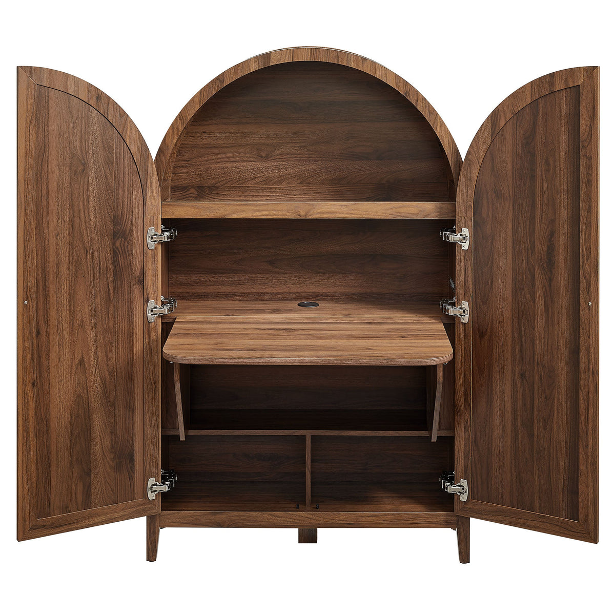 Calista 63 Inch Arched Storage Cabinet With Folding Desk - view 8