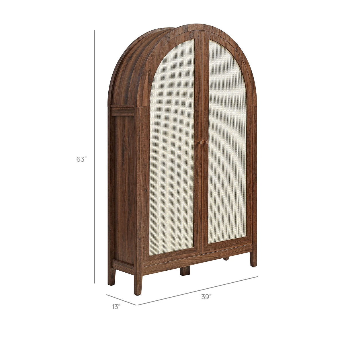 Calista 63 Inch Arched Storage Cabinet With Folding Desk - view 20