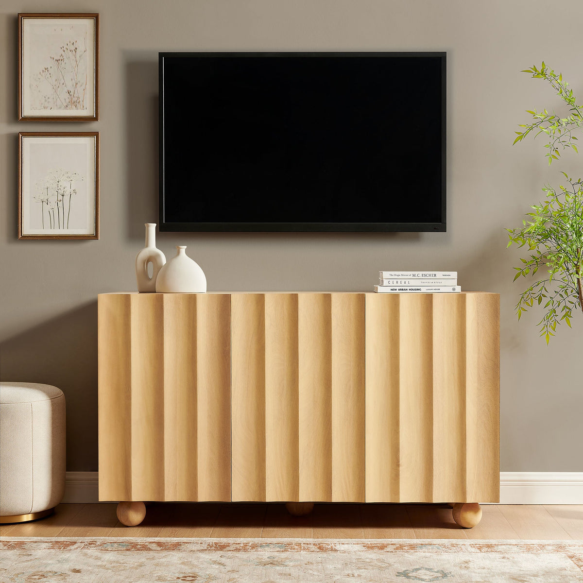 Sorren 54 Inch Scalloped Mango Wood