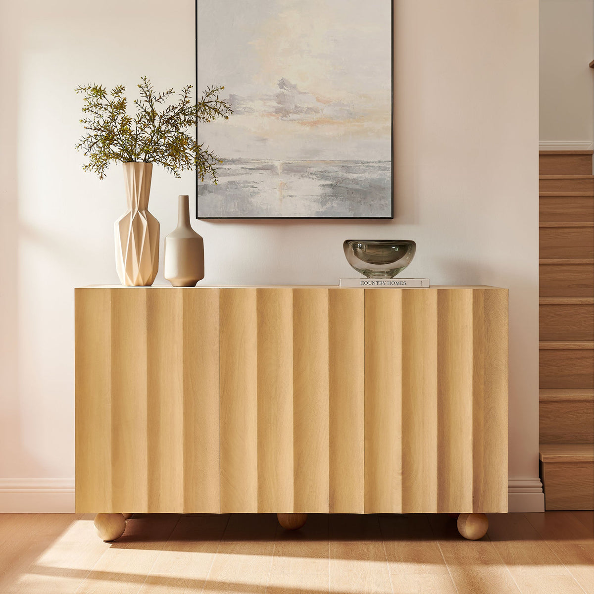 Sorren 54 Inch Scalloped Mango Wood