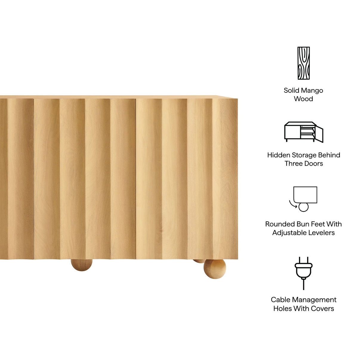 Sorren 54 Inch Scalloped Mango Wood
