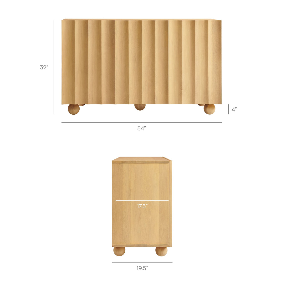Sorren 54 Inch Scalloped Mango Wood