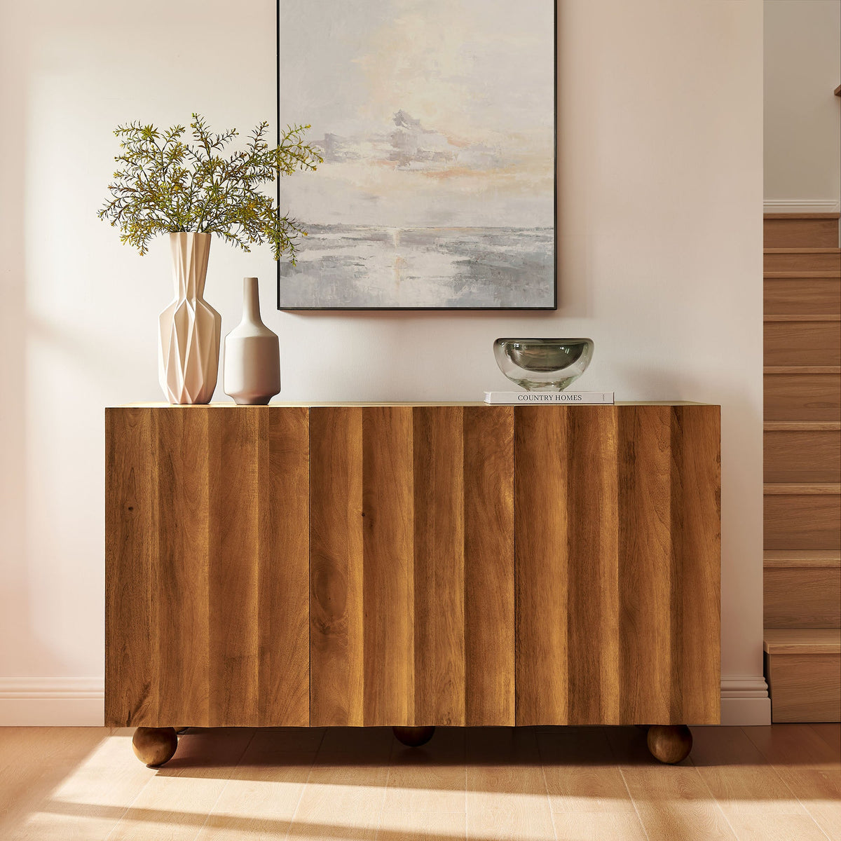 Sorren 54 Inch Scalloped Mango Wood