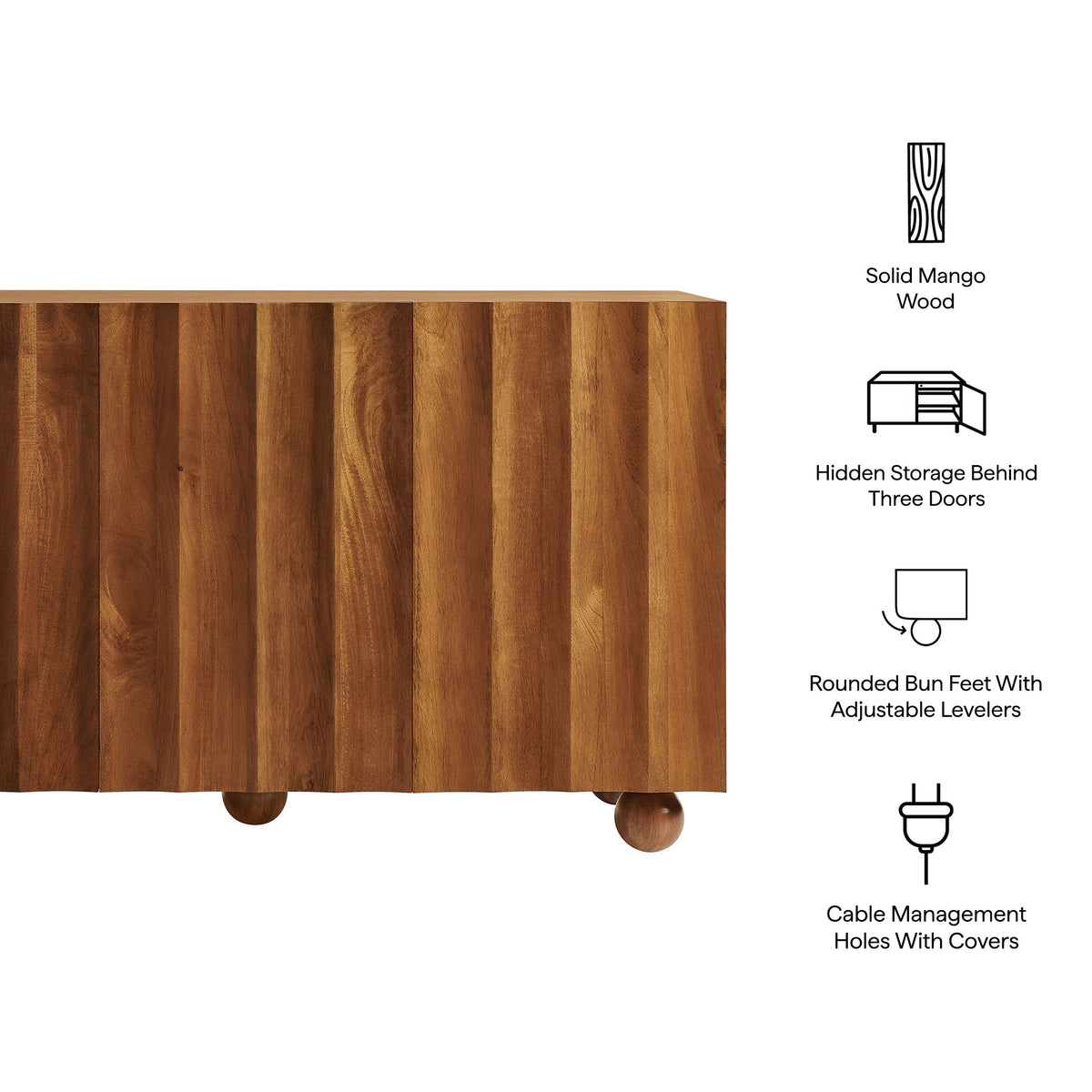 Sorren 54 Inch Scalloped Mango Wood