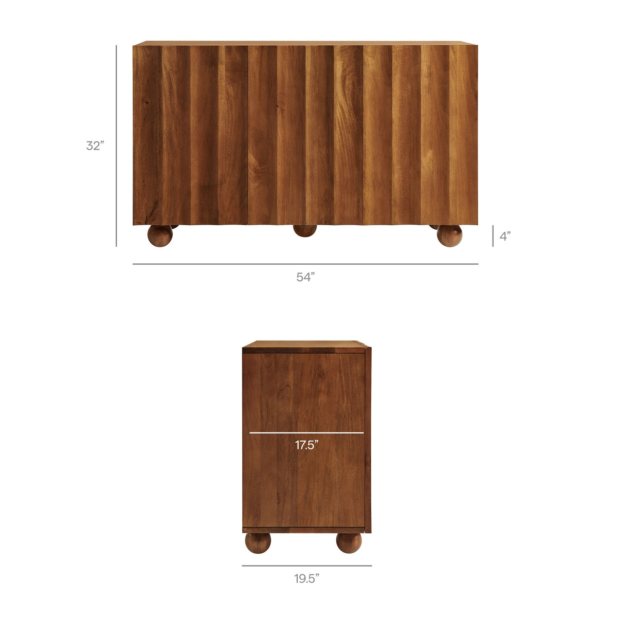 Sorren 54 Inch Scalloped Mango Wood
