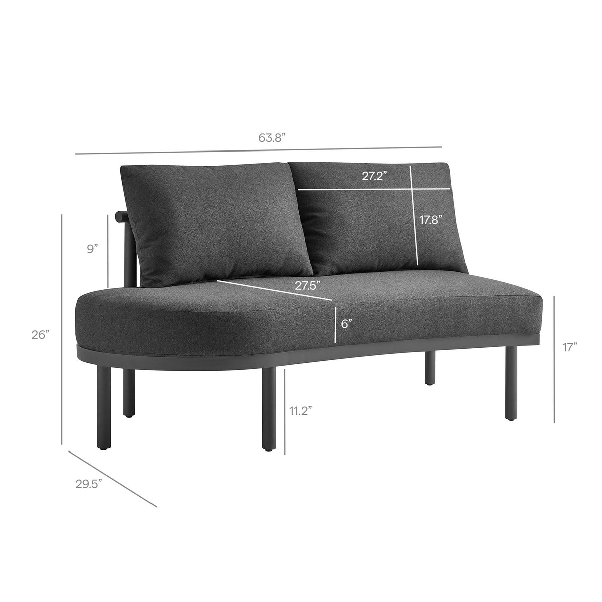 Porta Left-Arm Facing Outdoor Aluminum Modular Piece