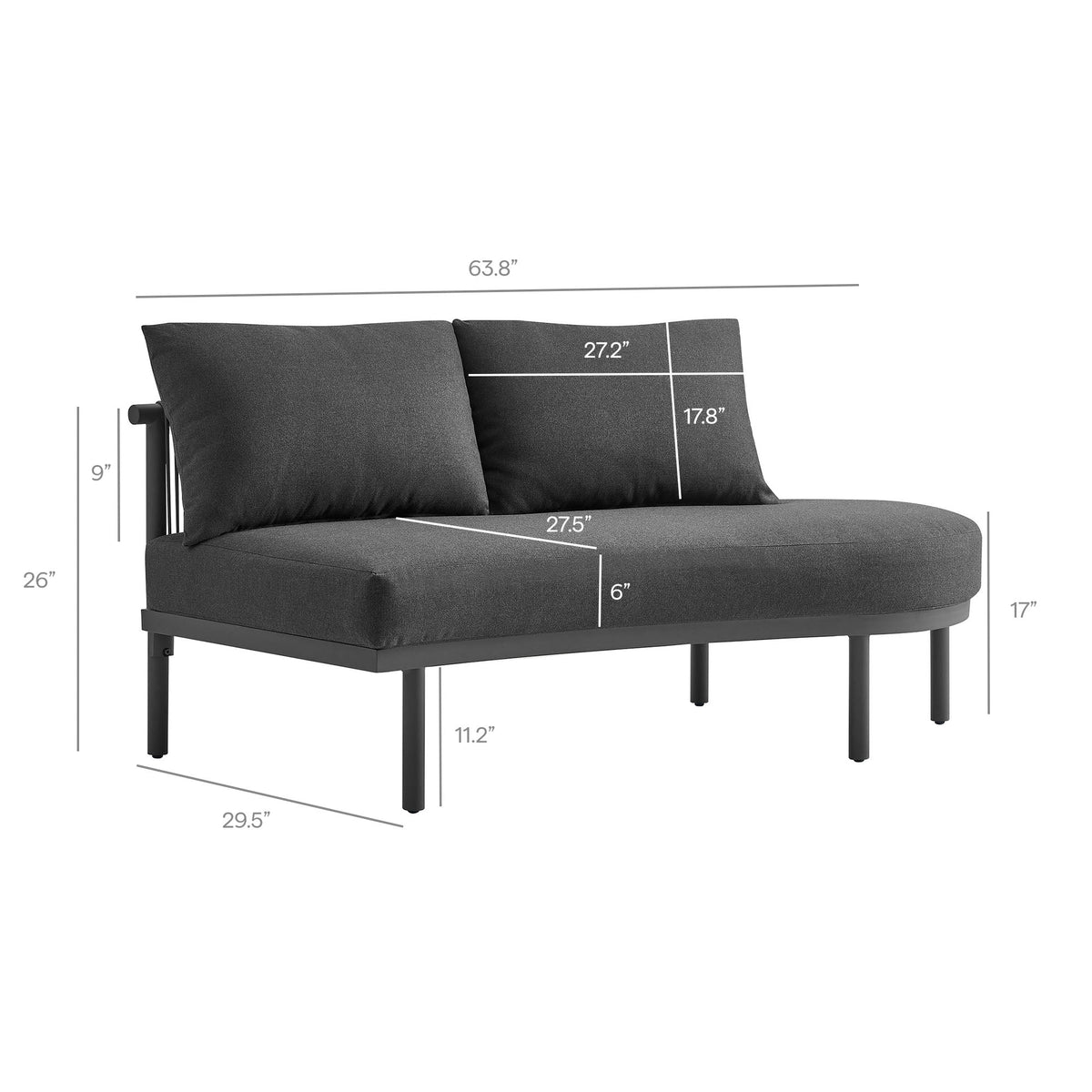 Porta Right-Arm Facing Outdoor Aluminum Modular Piece