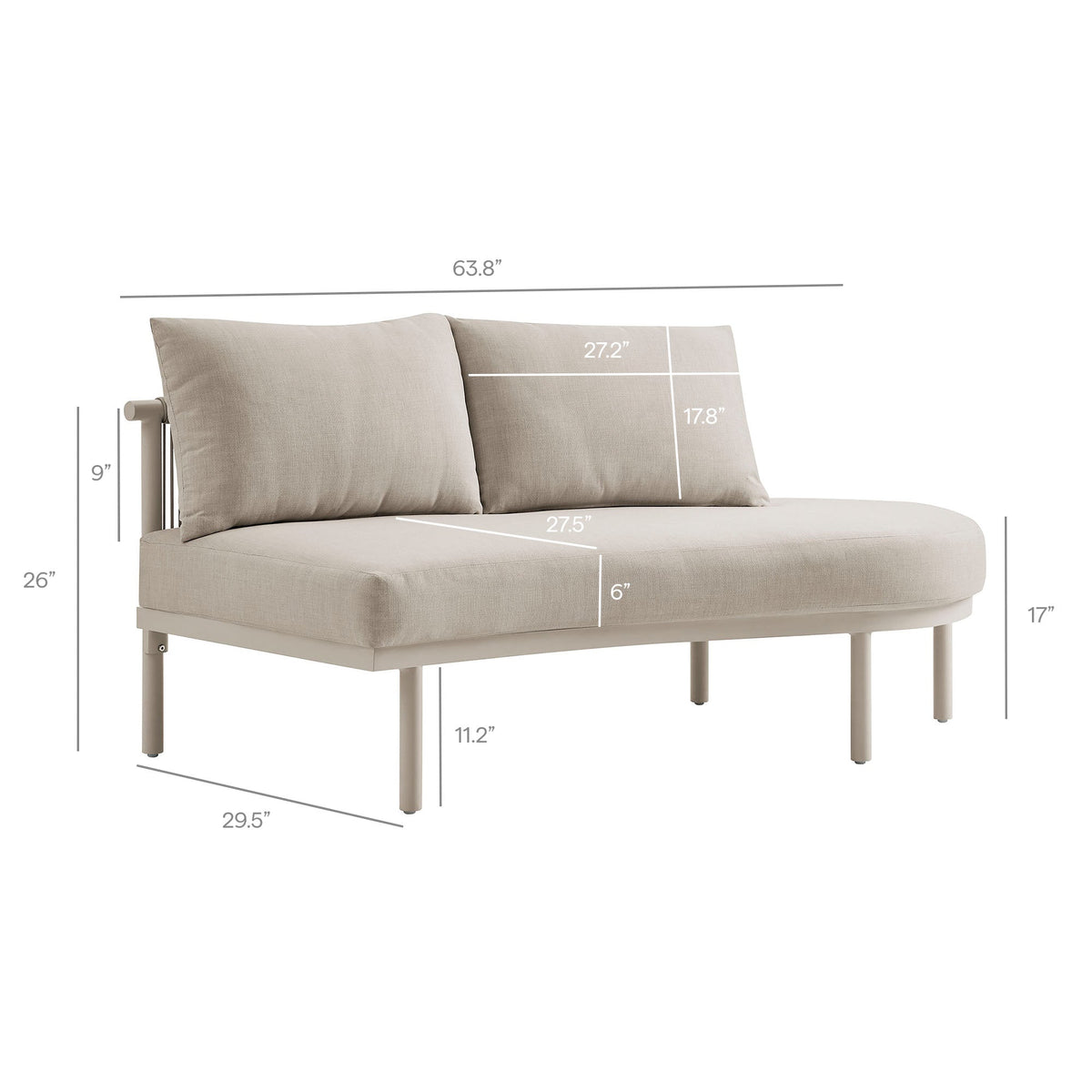 Porta Right-Arm Facing Outdoor Aluminum Modular Piece