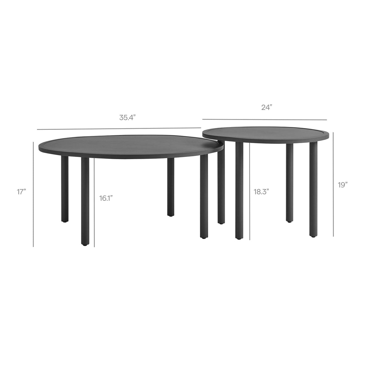 Porta 2 Piece Nesting Outdoor Aluminum Coffee Table Set