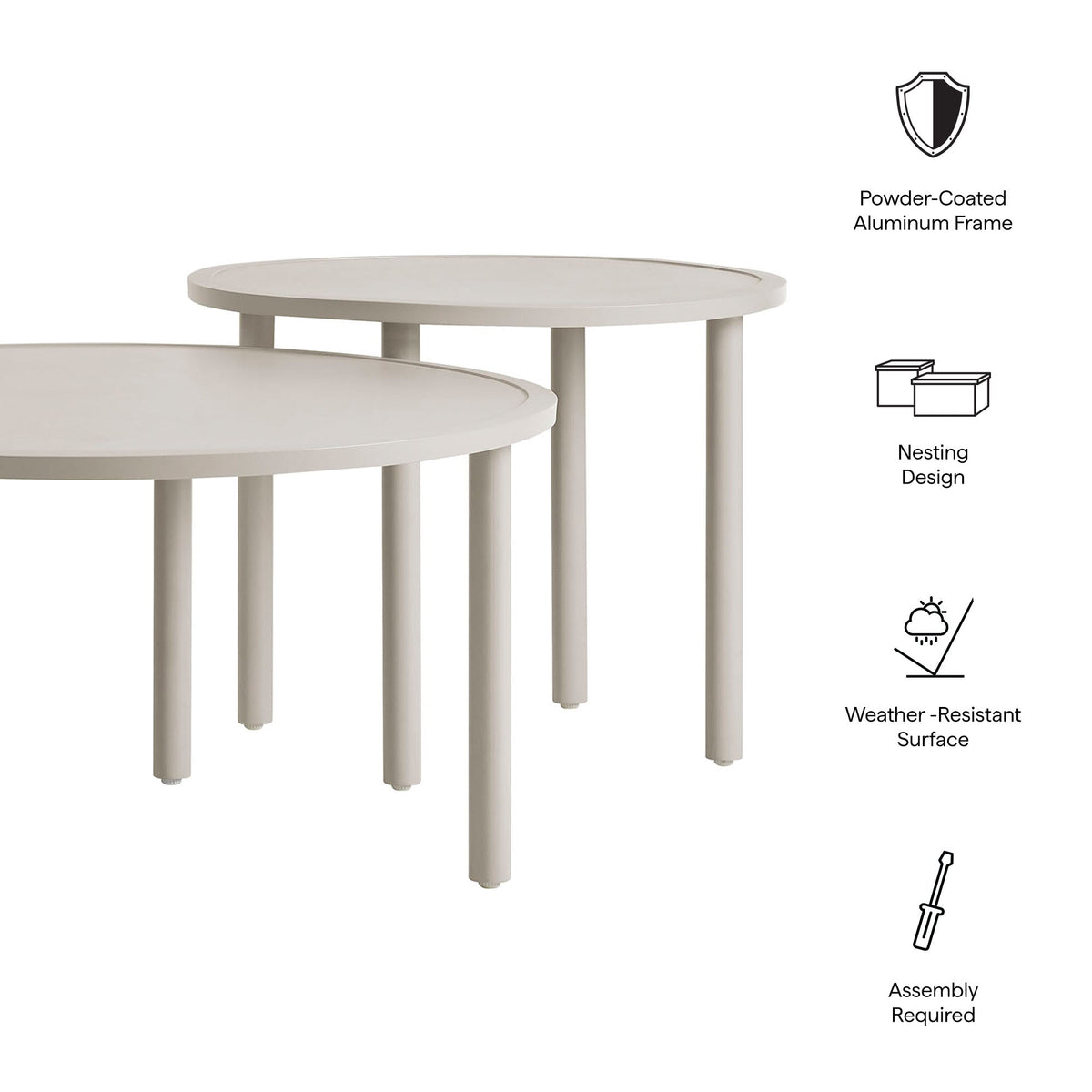 Porta 2 Piece Nesting Outdoor Aluminum Coffee Table Set