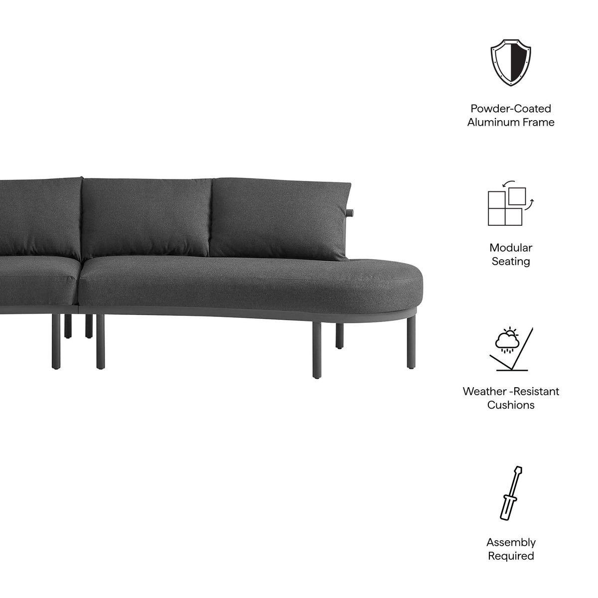 Porta 2 Piece Outdoor Aluminum Modular Sofa