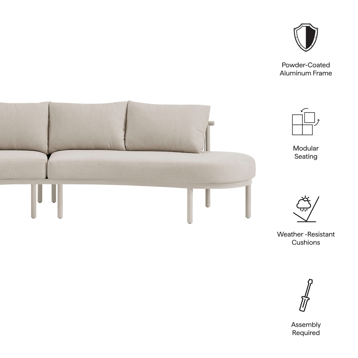 Porta 2 Piece Outdoor Aluminum Modular Sofa