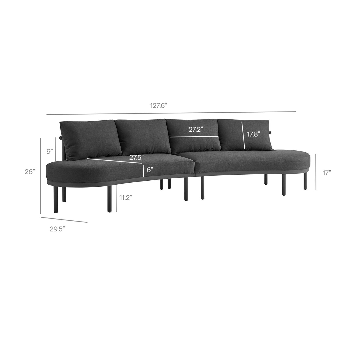 Porta 4 Piece Outdoor Aluminum Modular Sofa Set