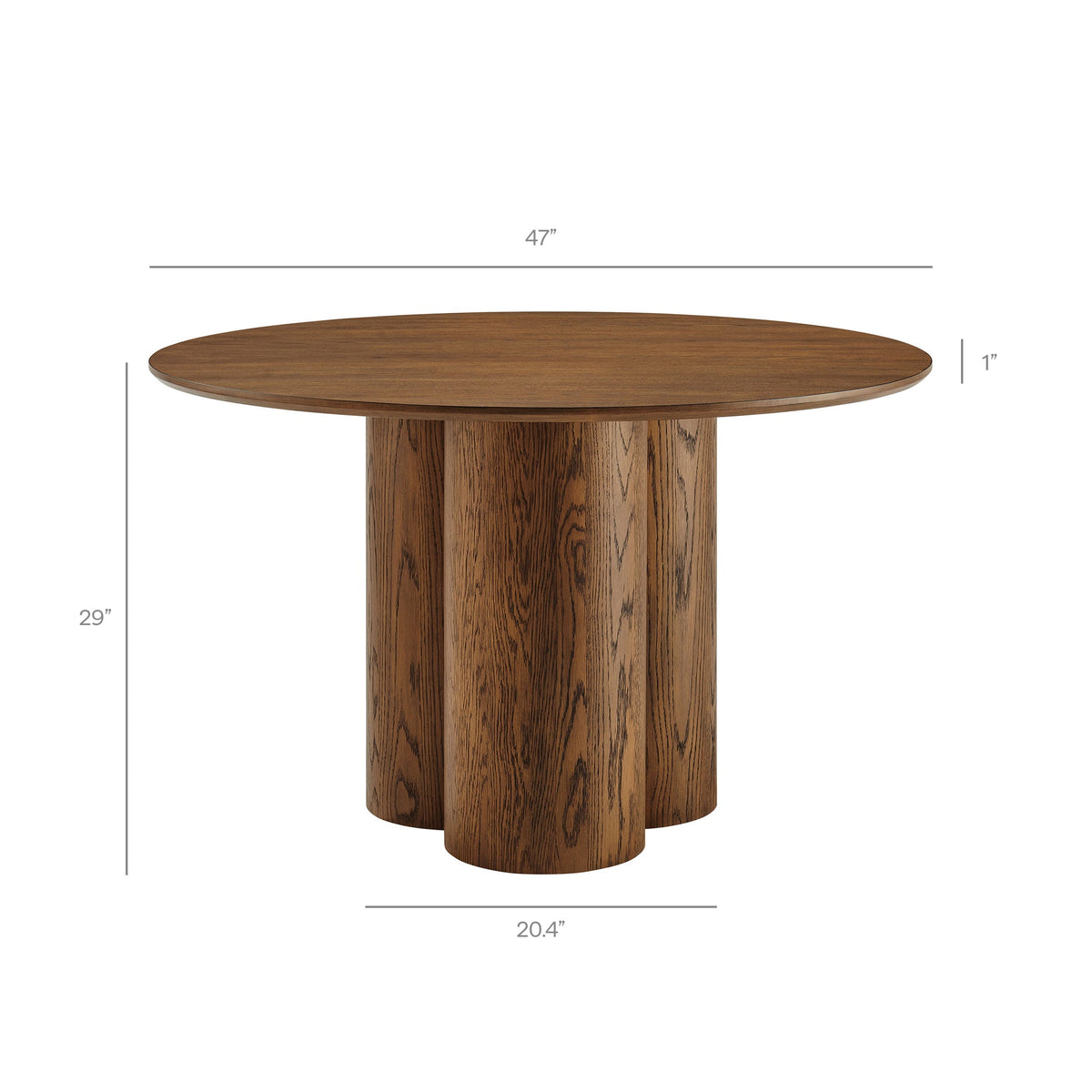 Renwick 47 Inch Oak Veneer Round Pedestal Dining Table