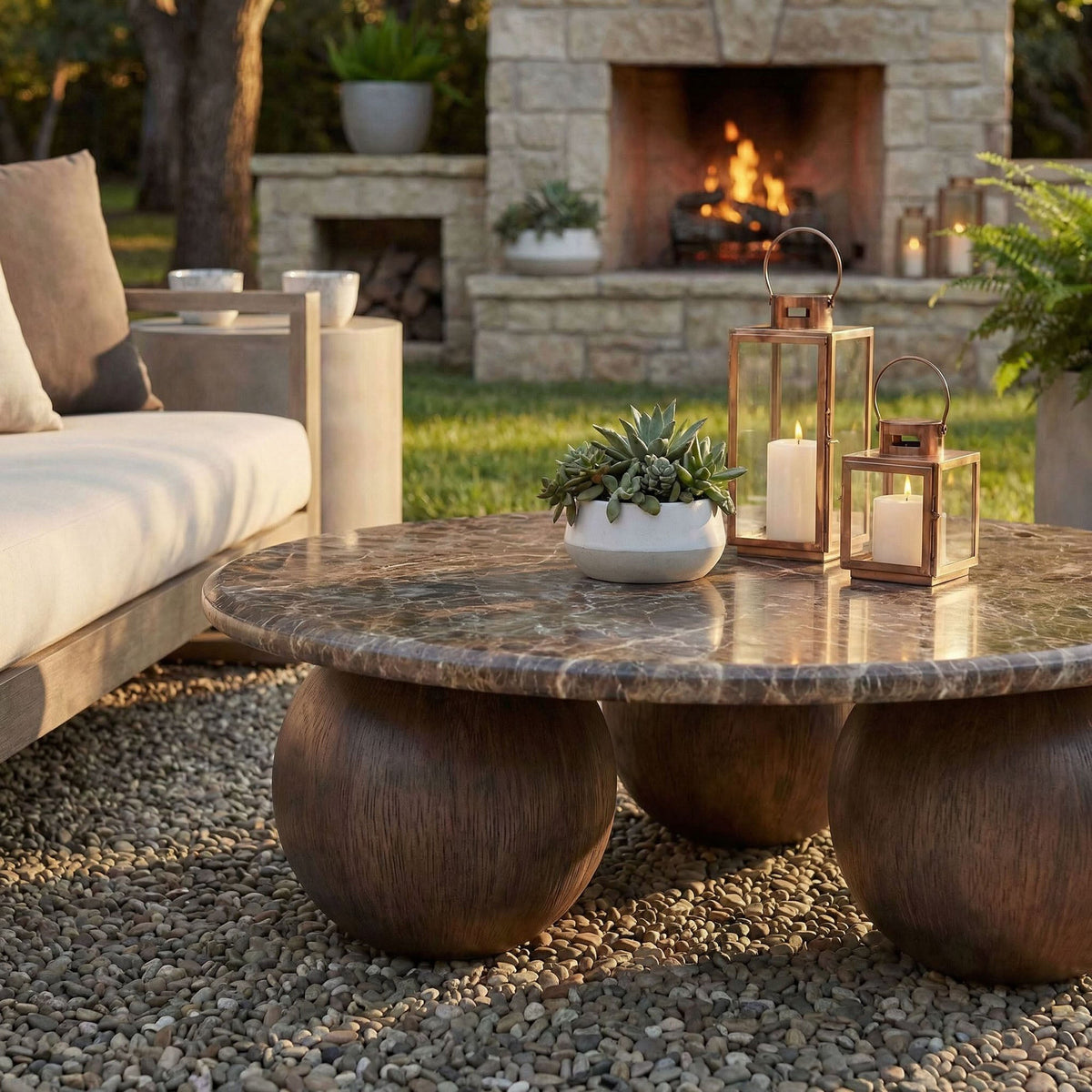 Pietra Indoor Outdoor Round Coffee Table