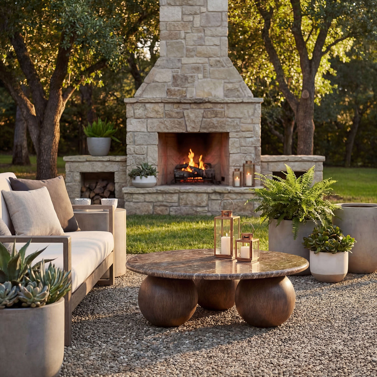 Pietra Indoor Outdoor Round Coffee Table