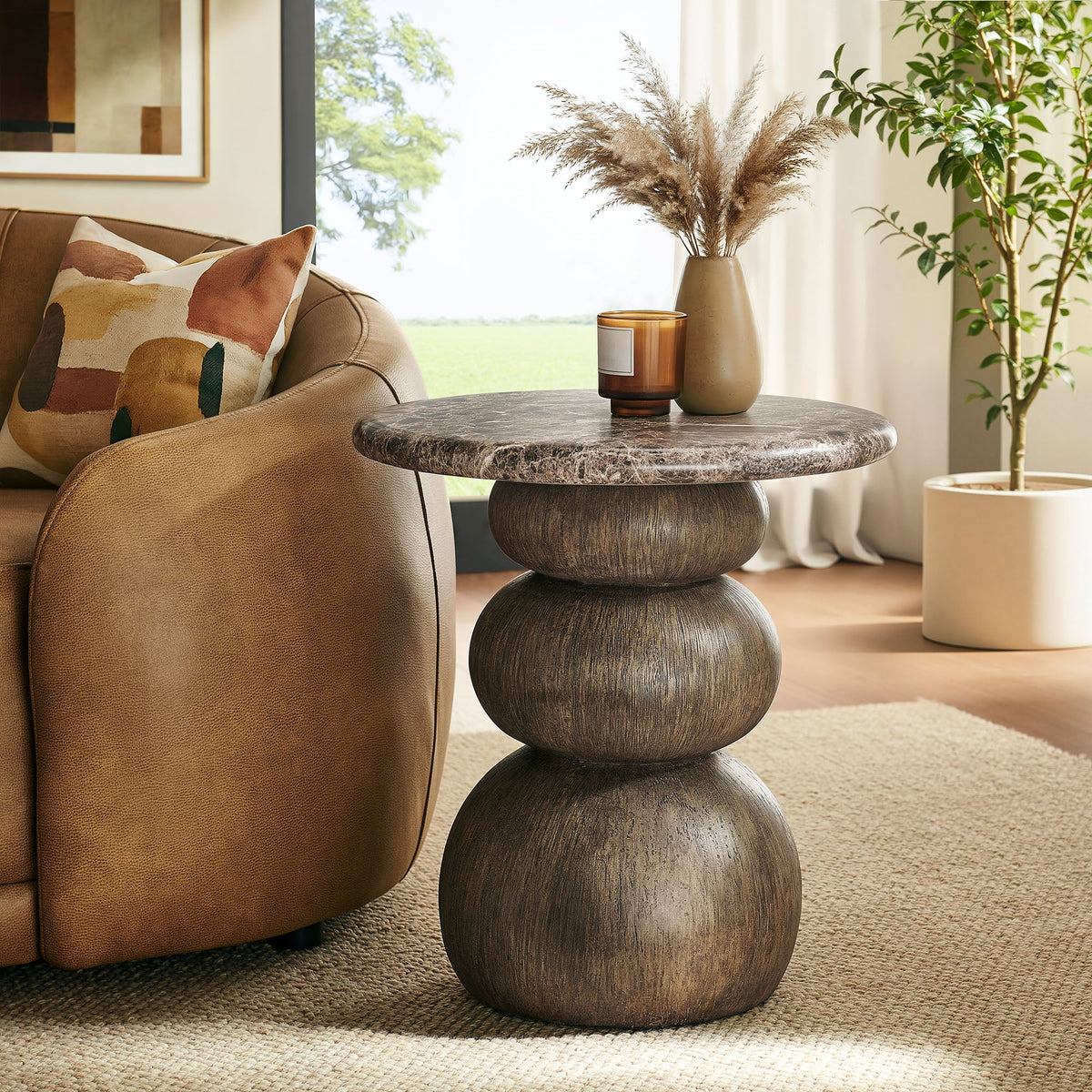 Pietra Indoor Outdoor Round Side Table