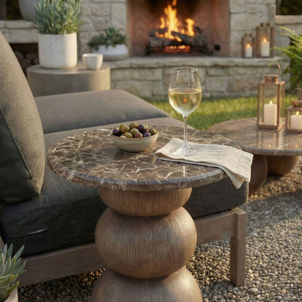 Pietra Indoor Outdoor Round Side Table