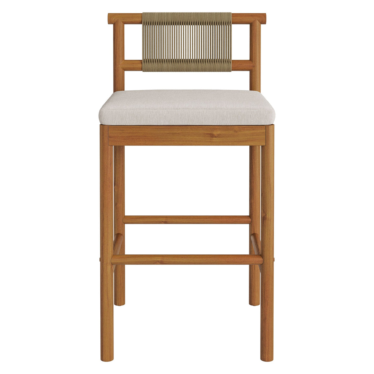 Eleni Outdoor Teak Wood Bar Stools Set of 2