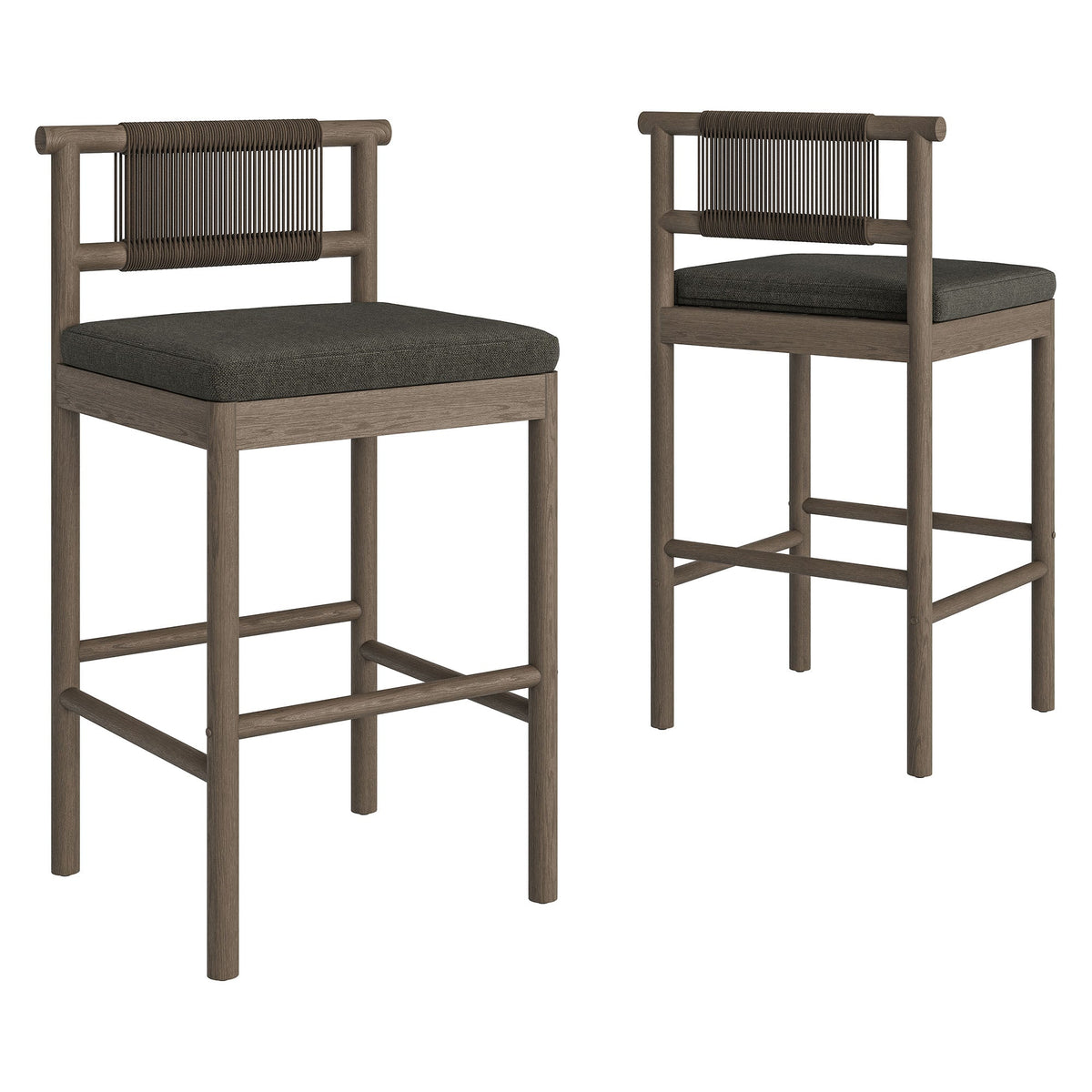 Eleni Outdoor Teak Wood Bar Stools Set of 2
