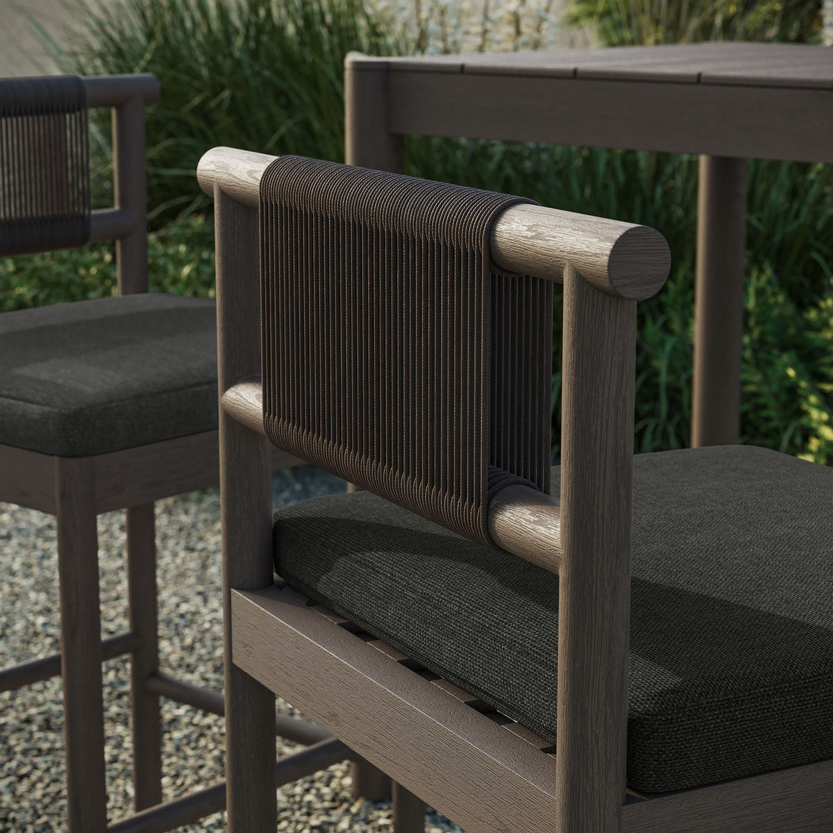 Eleni Outdoor Teak Wood Bar Stools Set of 2