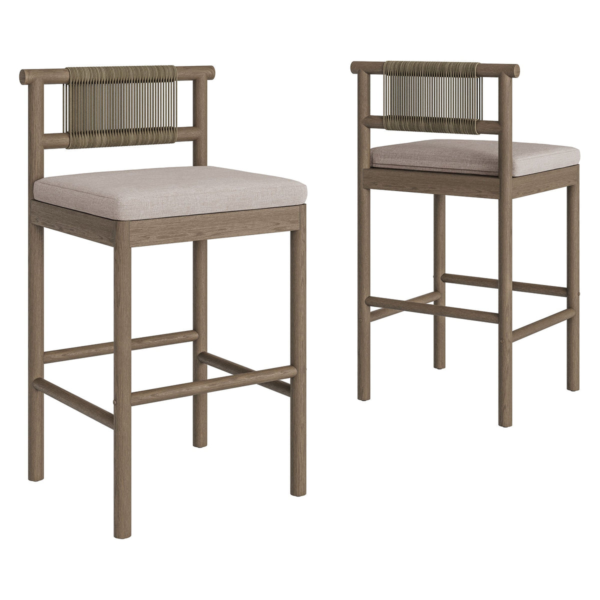Eleni Outdoor Teak Wood Bar Stools Set of 2