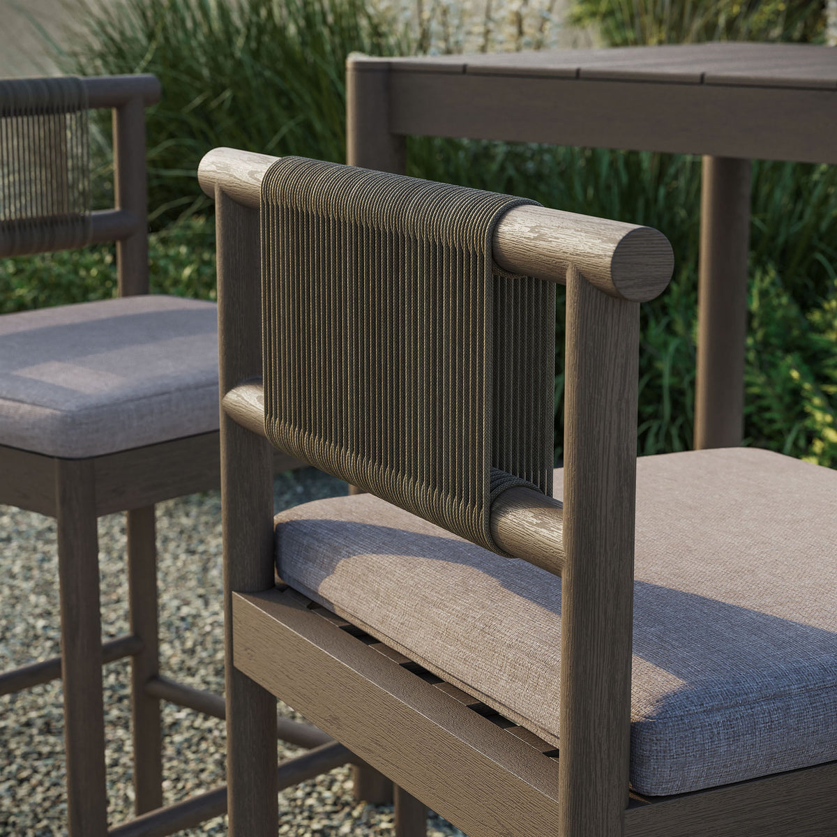 Eleni Outdoor Teak Wood Bar Stools Set of 2