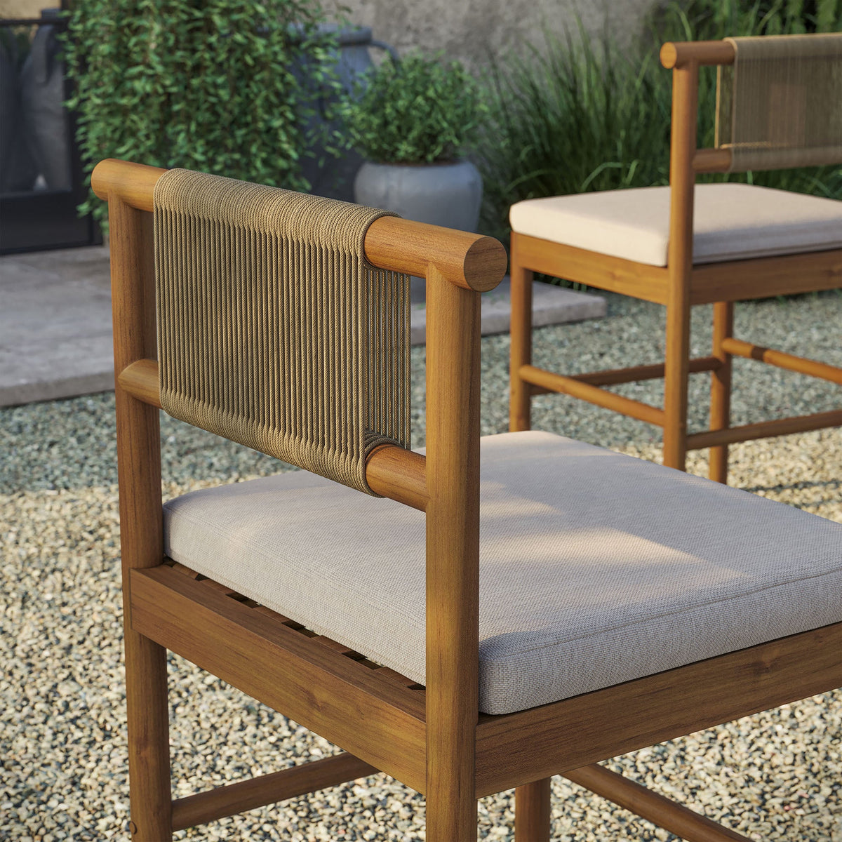 Eleni Outdoor Teak Wood Counter Stools Set of 2